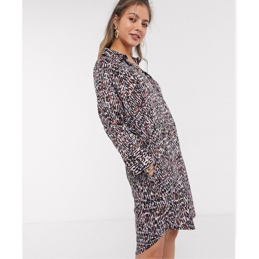 ASOS Monki Mia Raglan Abstract Print Shirt Dress